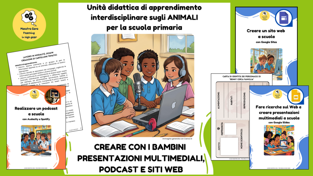 Pack didattico sugli animali con UDA interdisciplinare e manuali per podcast, Google Slides e Google Sites