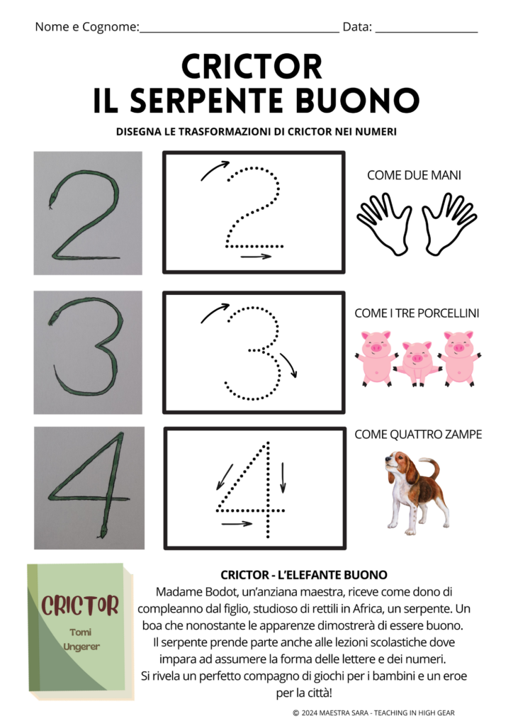 scheda del Modulo 4 di "In viaggio verso l scuola primaria" Crictor il serpente buono