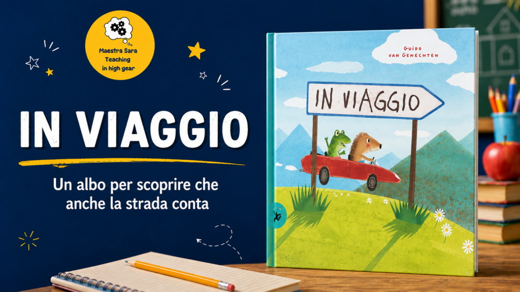 Copertina di In viaggio di Guido Van Genechten, albo illustrato sul valore del percorso e della crescita